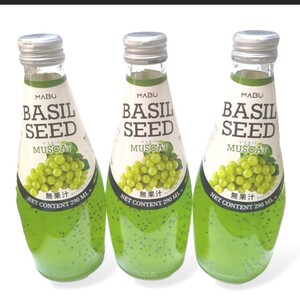 ドウシシャ BASIL SEED バジルシード ドリンク マスカット 味 ３本セット プチプチ フルーティー ジュース バジル 食物繊維 ダイエット