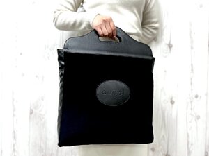 極美品 GUCCI グッチ トートバッグ ハンドバッグ バッグ キャンバス×レザー 黒 A4収納可 79740Y