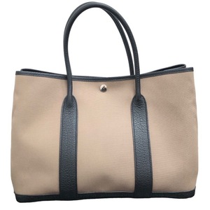 エルメス HERMES ガーデンパーティPM □J刻　 ブラック/シルバー金具 トワル　キャンバス/レザー トートバッグ レディース 中古