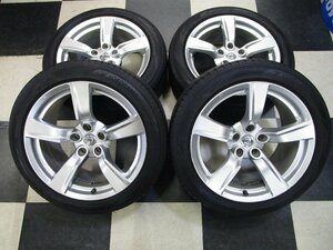 中古 フェアレディ Z34 純正 18インチ 8J+43 9J+15 5H114.3 中古 ヨコハマ ブルーアース AE50 245/45R18 2018年製 ※専用ナット必須,傷あり