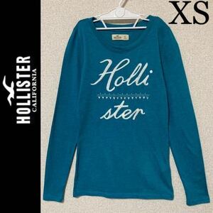 １回着新品同様☆HOLLISTER 長袖Ｔシャツ XS ロンT ブルーグリーン ホリスター