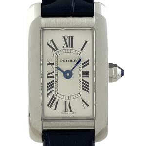 カルティエ CARTIER タンクアメリカン ミニ WSTA0032 腕時計 SS レザー クォーツ シルバー レディース 【中古】