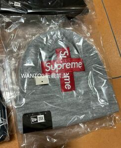 新品 20FW Supreme New Era Cross Box Logo Beanie Heather Grey シュプリーム クロスボックスロゴ ビーニー ヘザーグレー デッドストック