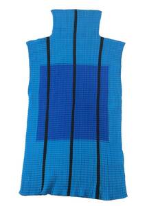 ISSEY MIYAKE イッセイミヤケ プリーツ ハイネック ノースリーブ カットソー シャツ トップス ブルー レディース M （ma)