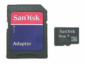 送料無料 SanDisk マイクロSDHCカード16GB+アダプタ