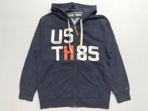 トミーヒルフィガー TOMMYHILFIGER TH ジップパーカー 牛革引手　　ロゴジッパー フーディースウェット 大きいサイズ XL 石瀬5681