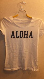 ★AZUL BY MOUSSY★Ladies T-shirts tops Size S ALOHA アズールバイマウジー レディースTシャツ　サイズS　アロハ　USED IN JAPAN