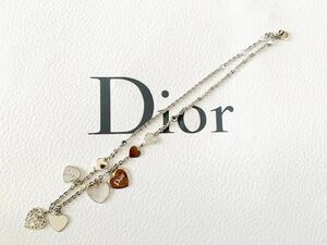 ◆正規新品◆Christian Dior クリスチャン・ディオール◆ビジュー＆カナージュ シェル&ロゴ◆ハート ネックレス◆シルバー