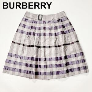 BURBERRY LONDON バーバリー ベルト付きスカート チェック柄 三陽商会 38 M レディース B92410-90