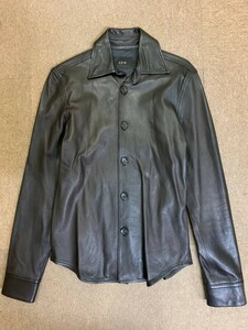 【正規品】AKM ラムレザーシャツ wrinkle lamb plain shirts エーケーエム ブラック レザー レザージャケット wjk ウノピュウノ LEVI