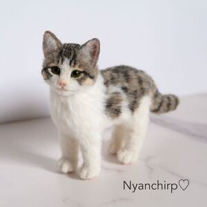 ★羊毛フェルト　猫／きじしろ猫★Nyanchirp ハンドメイド　ぬいぐるみ★