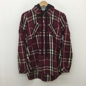 NO ID. 1 ノーアイディー シャツ、ブラウス 長袖 フード付きシャツ Shirt Blouse えんじ / ワインレッド / 10071192