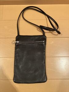 Aeta DEER LEATHER FLAT POUCH SHOULDER type B DA07 BLACK アエタ レザー ショルダーバッグ サコッシュ ブラック 鞄 かばん カバン 鹿革