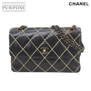 新品同様 シャネル CHANEL ワイルドステッチ チェーン ショルダー バッグ レザー ブラック A14687 ヴィンテージ Wild Stitch Bag 90259457