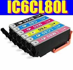IC6CL80L 6色セット 増量版 EP-808AB EP-808AR EP-808AW エプソン 互換インクカートリッジ epson IC6CL80 IC80L