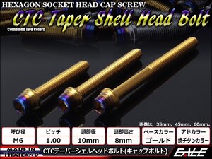 M6×10mm ステンレス 2色テーパーシェルヘッドボルト キャップボルト クランクケース/エンジン周り ゴールド焼チタンカラー TB0906