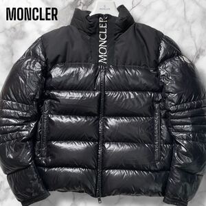 希少XL!!!極美品!!! MONCLER BRUEL ダウンジャケット シャイニー 光沢 切替 2way 【国内正規品】メンズ 黒 モンクレール ブリュエル 4 LL