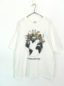 古着 90s USA製 Human-i-Tees 地球 アース アニマル Tシャツ XL 古着