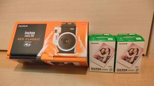 instax mini 90 チェキ ネオクラシック ブラック fujifilm neo classic black 本体 未使用、instax mini film 20 sheets x2箱 未開封 計3点