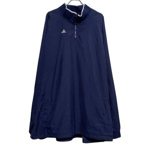 adidas ロゴジャージ アディダス 4XL ネイビー ホワイト ハーフジップ ビッグサイズ 薄手 スポーティー 古着卸 アメリカ仕入 a610-7870