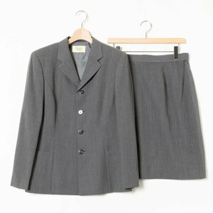 KEITH セットアップ キース スカートスーツ グレー系 シンプル 綺麗め ジャケット ひざ丈スカート ウール100％ 毛 サイズ紫タグ レナウン
