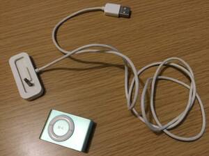 ジャンク品 Apple iPod shuffle 第2世代 グリーン 純正 充電器 ドック付 1GB USB ケーブル アップル アイポッド シャッフル MB229J／A