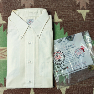 デッドストック 【ARROW CUM LAUDE】 60s White Oxford B/D Shirt / 60年代 ボタンダウン 白 オックスフォード シャツ アイビー ビンテージ