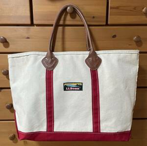 L.L.Bean エルエルビーン BOAT AND TOTE ボートアンドトート ラージ/ キャンバス トートバッグ レザーハンドル ジップトップ / 旧ロゴ レア