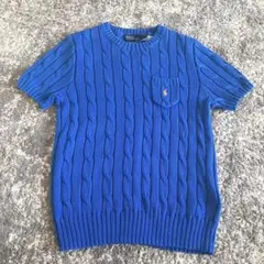 POLO by Ralph Lauren レディース　ニット　ケーブル　半袖　青