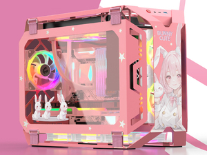 新品未使用 X-ERA ver.Pink PCケース MLOONG ゲーミング Micro-ATX オープンフレーム 水冷ラジエーター ピンク