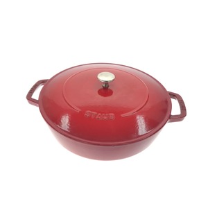 ▼▼ STAUB ストウブ 鍋 ブレイザー ソテーパン 28cm チェリー レッドIH 対応 レッド やや傷や汚れあり