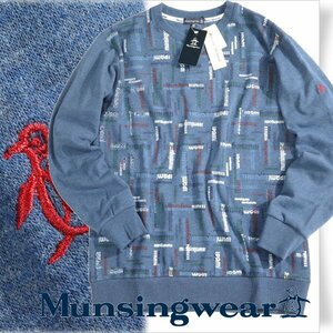 新品１円～★Munsingwear マンシングウェア メンズ 長袖ヘンリーネック ロゴ スウェット M トレーナー ネイビー ゴルフルームウェア◆2259