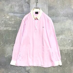 ◆お洒落な逸品◆LACOSTE/ラコステ 長袖 ポロシャツ 鹿の子 ボタンダウン パープル 綿100％ サイズ5 メンズ K116 ｃ3382