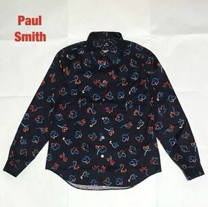 【人気】PS Paul Smith　ポールスミス　総柄シャツ　カラフルリーフ柄　ハンドドローイング　マルチカラー　ユニセックス　282313 610P