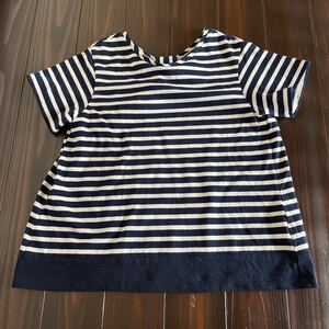 COMME CA ISM★半袖Tシャツ★ボーダーTシャツ★リボン★中古★140★ネイビー★キッズ★子供服★女の子