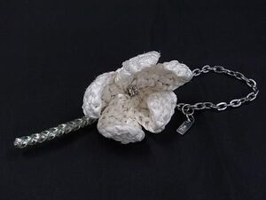 ■美品■ ANTEPRIMA アンテプリマ フラワー チェーン ブローチ コサージュ ピンバッチ アクセサリー アイボリー系×シルバー系 DF2097