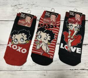 新品未使用 Betty Boop ベティブープ ベティちゃん ショート丈 レディースソックス 靴下 3足セット