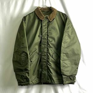 70s 米軍 US NAVY A-2 ナイロン デッキ ジャケット M-L ミリタリー Extreme Cold Weather Impermeable USN アメリカ軍 海軍 60s 80s 実物