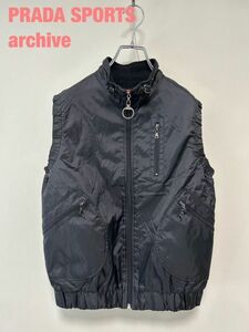 A0032★5 PRADA sports プラダ archive vintage テスートナイロン ベスト ジャケット レディース ブラック 裏ボア フリース