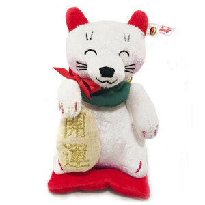 ★海外より、新品 Steiff #679162 テディーズフォートゥモロー 招き猫、ビスコース、ホワイト、14ｃｍ、アジア限定-1500体★