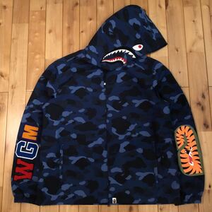 ★2XL★ Blue camo shark hoodie jacket a bathing ape BAPE シャーク パーカー ジャケット エイプ ベイプ アベイシングエイプ 迷彩 XXL 5p