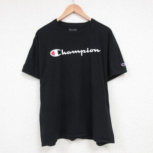 L/古着 チャンピオン Champion 半袖 ブランド Tシャツ メンズ ビッグロゴ クルーネック 黒 ブラック 23jul14 中古