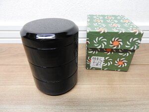 ★☆送料無料/茶道具　煎茶道具　漆器　漆芸　黒　三段重　棗　茶入☆★