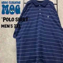 《US古着》ポロゴルフ ラルフローレン 半袖 ポロシャツ ボーダー メンズ3XL