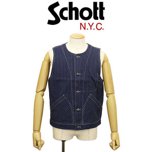 Schott (ショット) 3957001 OLD HICKORY DENIM VEST オールドヒッコリー デニムベスト 367INDIGO L