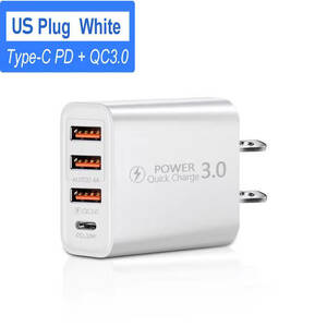 USB充電アダプター USB Type-A 3ポート / PD Type-C 1ポート (Quick Charge 3.0 対応) ホワイト