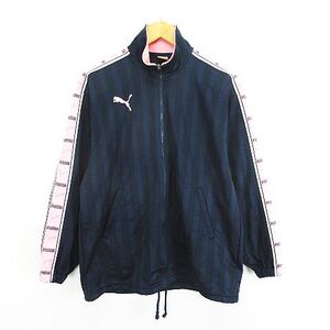 プーマ PUMA ジャージ ジャケット 長袖 ジップアップ シャドーストライプ ロゴ SS ネイビー×ピンク スポーツウェア ※EKM メンズ