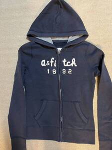 アバクロンビーアンドフィッチ　Abercrombie＆Fitch　 ジップアップパーカー　紺無地パーカー　前開きパーカー　パーカー