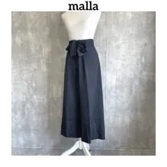 malla マーラ　日本製　ハイウエスト　ストライプ　デザイン　ワイド　パンツ