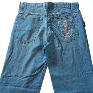 即決★80s 90s TRUSSARDI JEANS トラサルディ ジーンズ 豪華刺繍入り デニム パンツ 46 大沢商会 ヴィンテージ【送料無料】